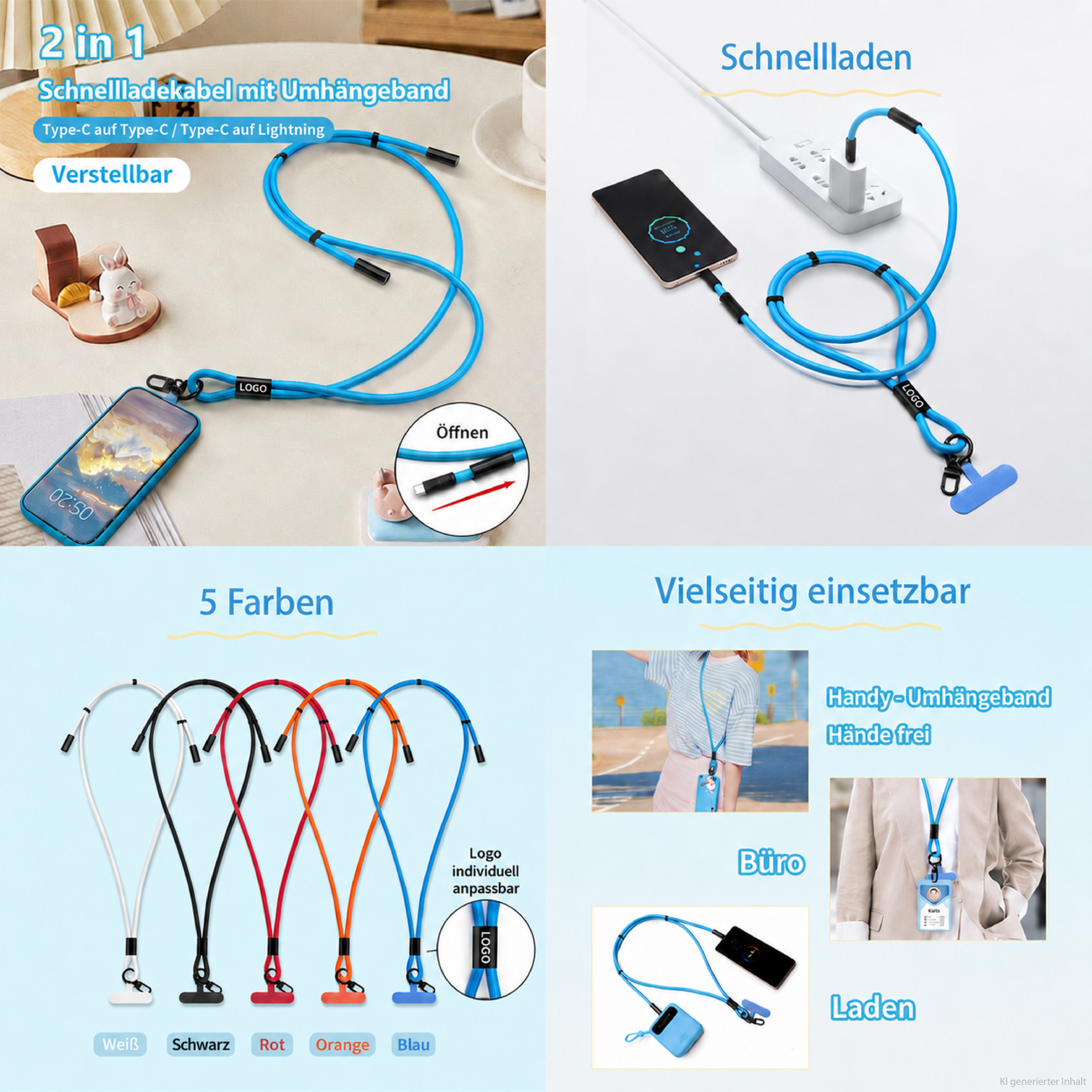 Cell phone cord chain USB charging cable